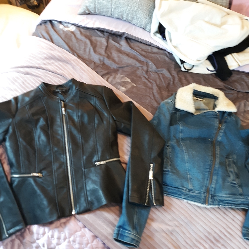 2 jackets/ 1 faux leather/ 1 Jean